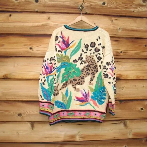 Vintage 90's Hand Knit Berek Pima Cotton Cardigan Sweater - Picture 8 of 12